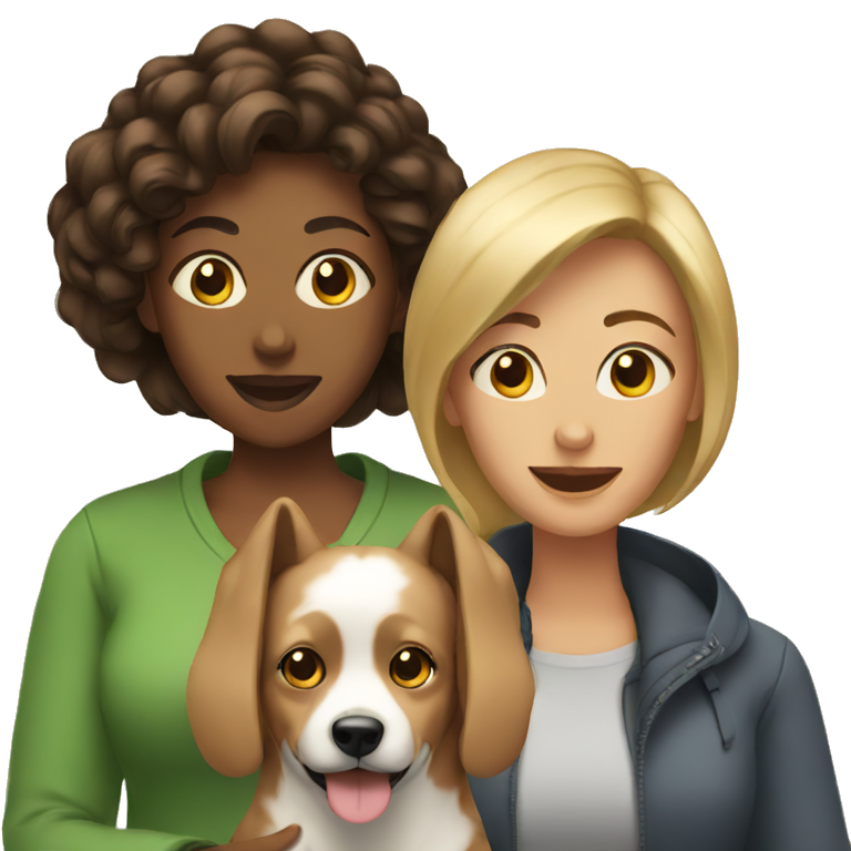 two women with a dog emoji