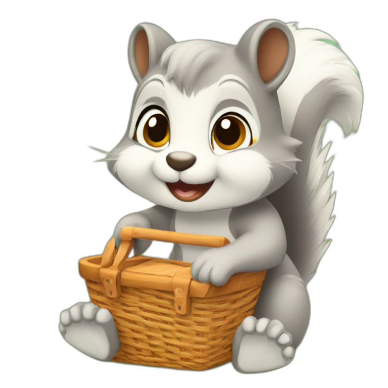 Squirrel picnic basket friendly emoji