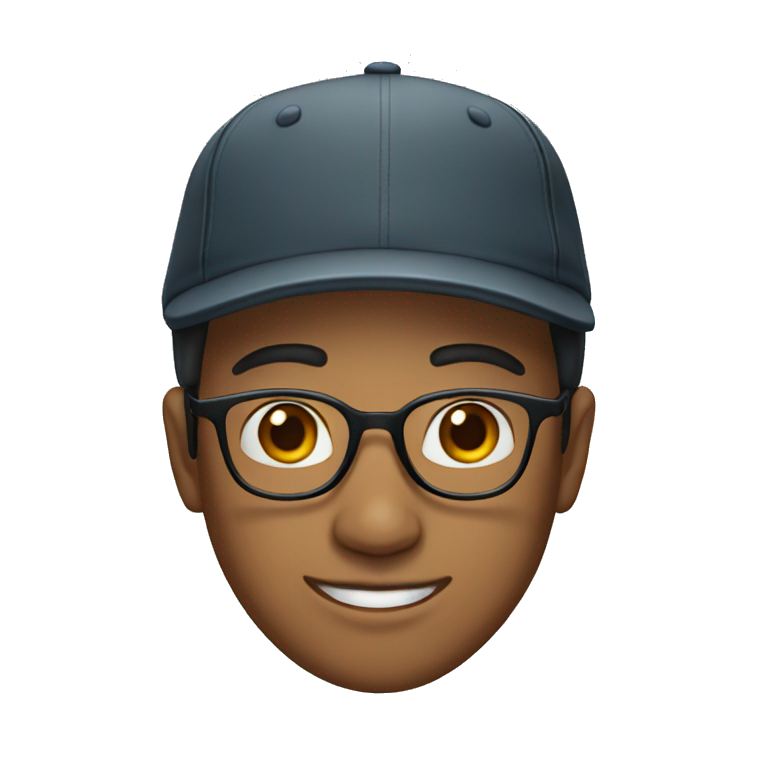 A slightly brown young man wearing glasses and a cap emoji
