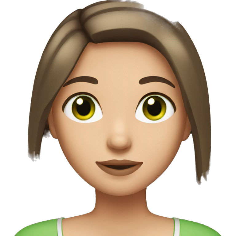 Girl with straight brown hair and green eyes emoji