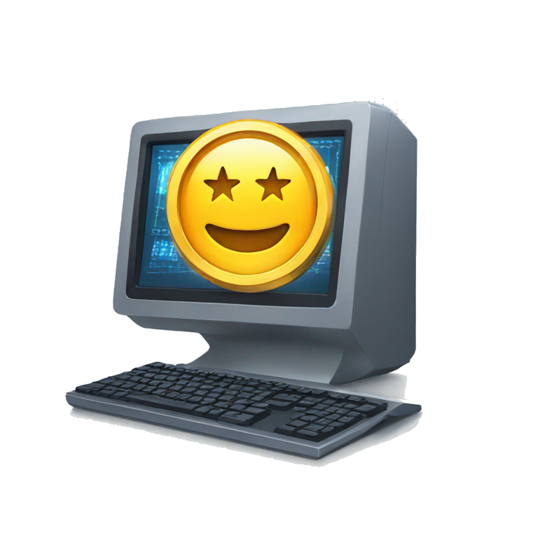 cold computer with the cryptocurrency on the screen emoji