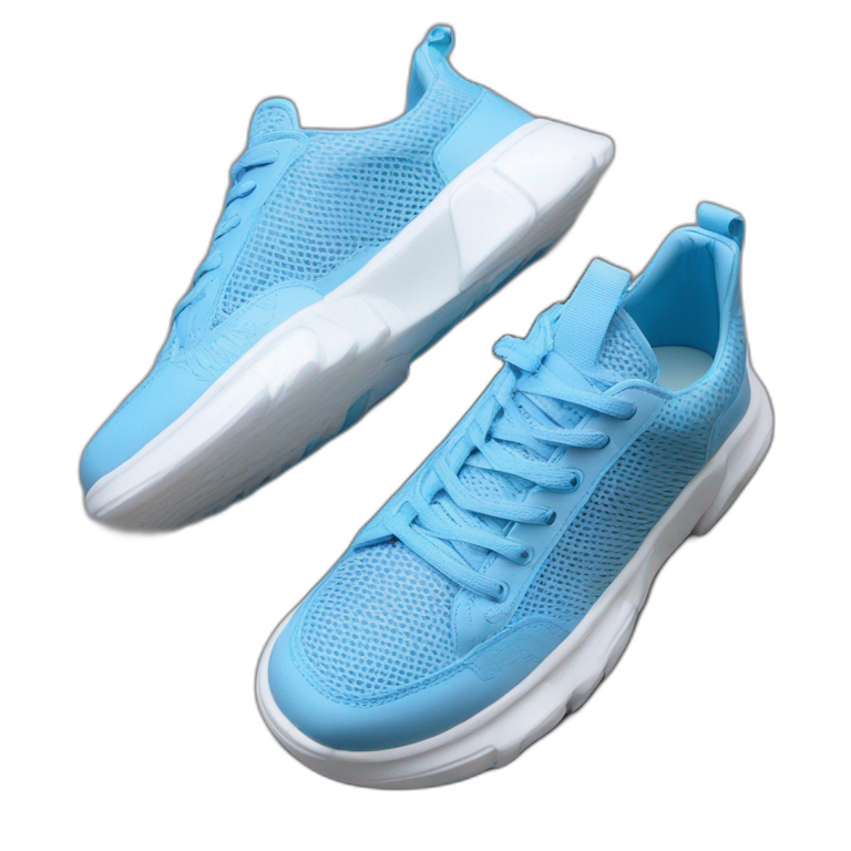 Ribber-trimmed mesh pvc sneakers blue emoji