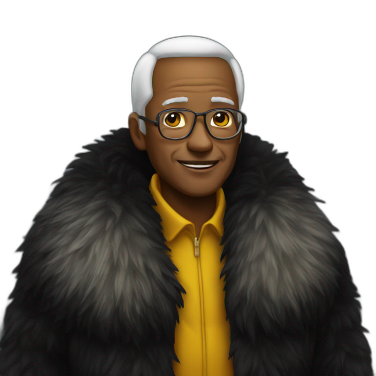 black Fur coat old yellow man emoji