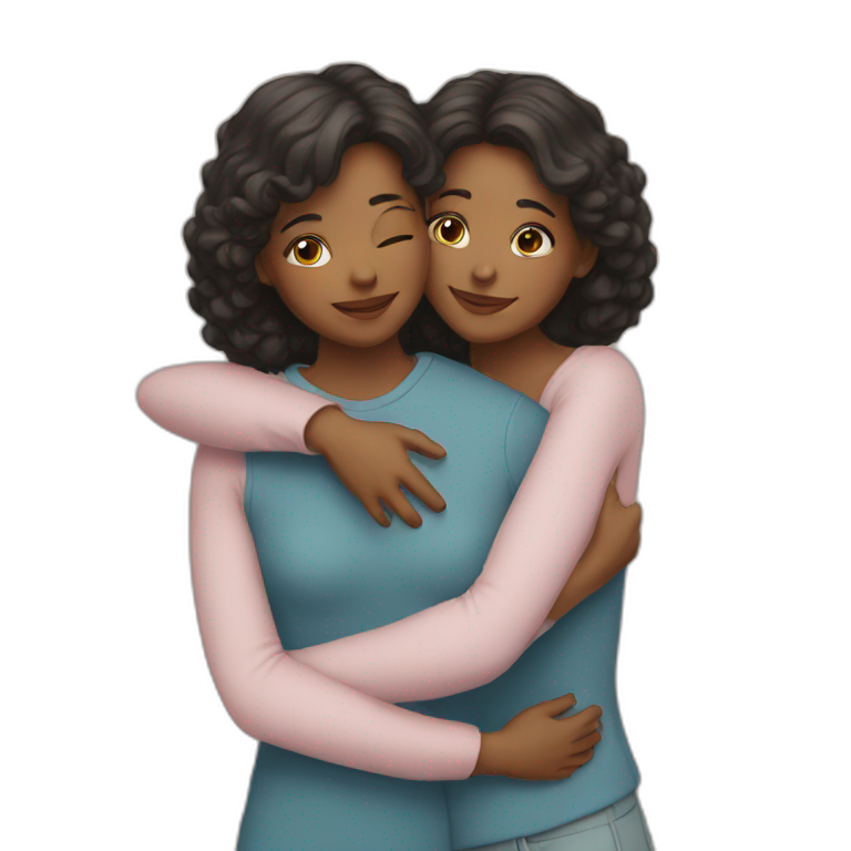 Sisters hugging emoji