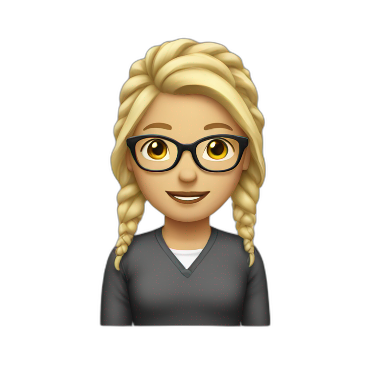 blond Hair tied back with glasses emoji