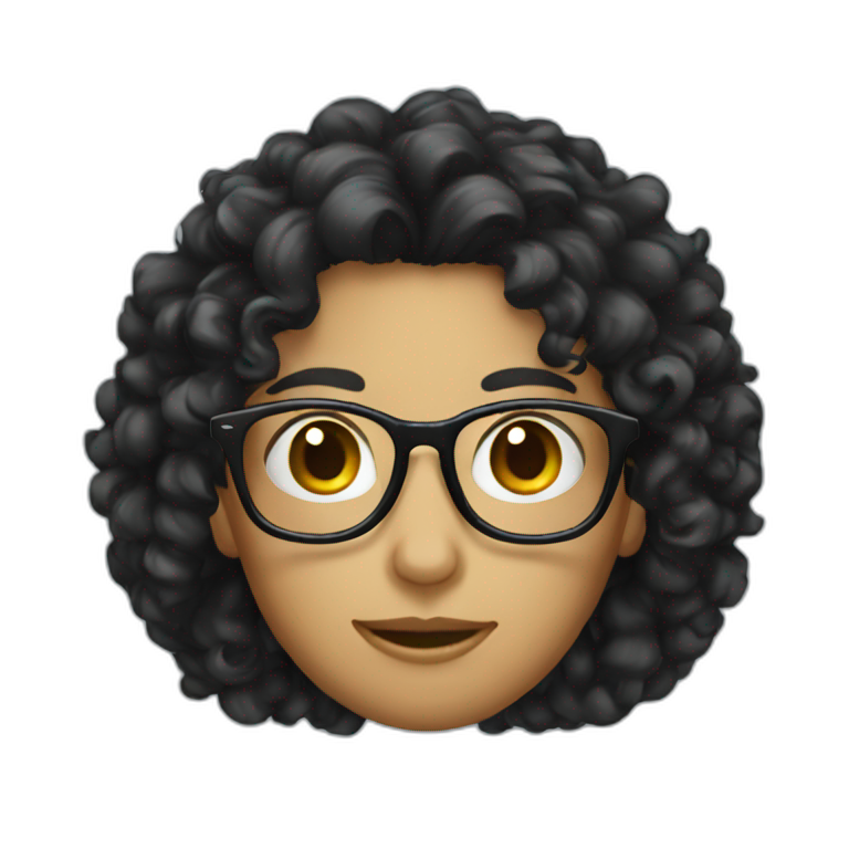 long black curly hair glasses emoji