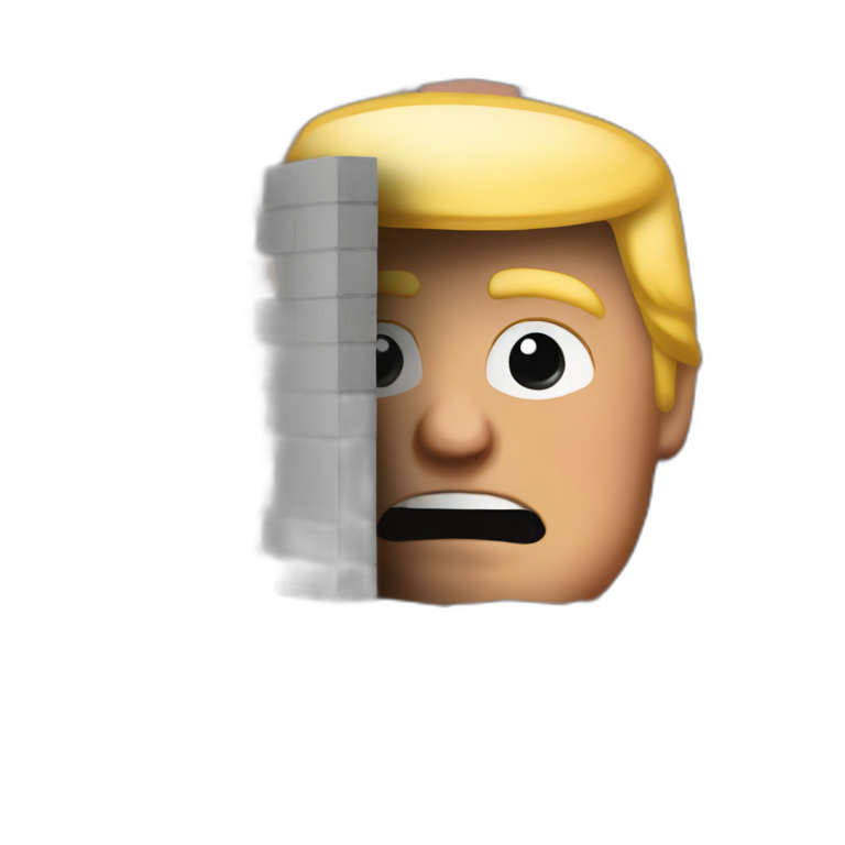 Trump hiding behind a brick wall emoji