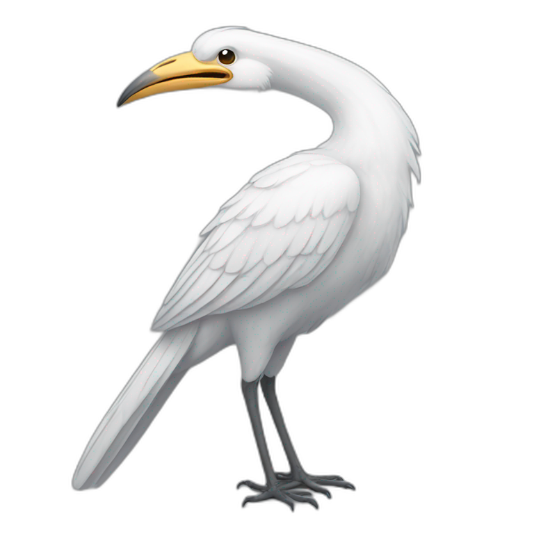 White tall bird with a long beak emoji