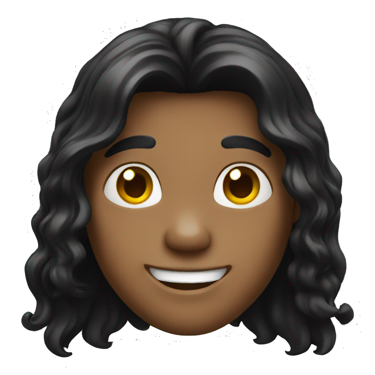 black long hair happy boy emoji