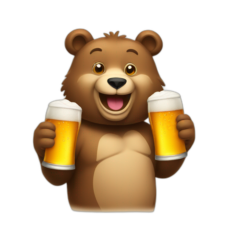 Happy bear having beer emoji