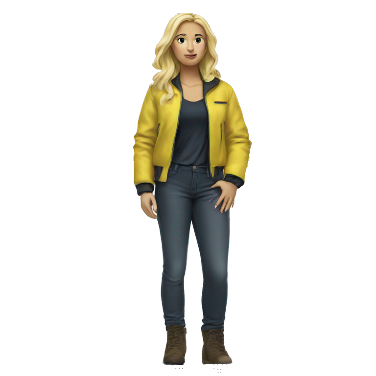blonde girl in yellow jacket emoji