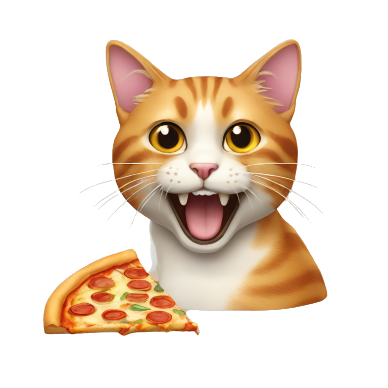 cat eats pizza emoji AI Emoji Generator