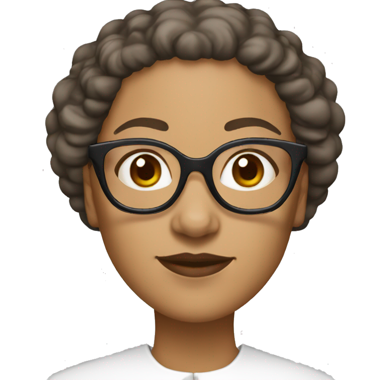 Female nun with medium skin tone and curly hair wearing spike Lee glasses emoji