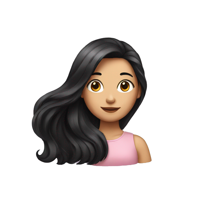 Girl with long black hair over her shoulder  emoji