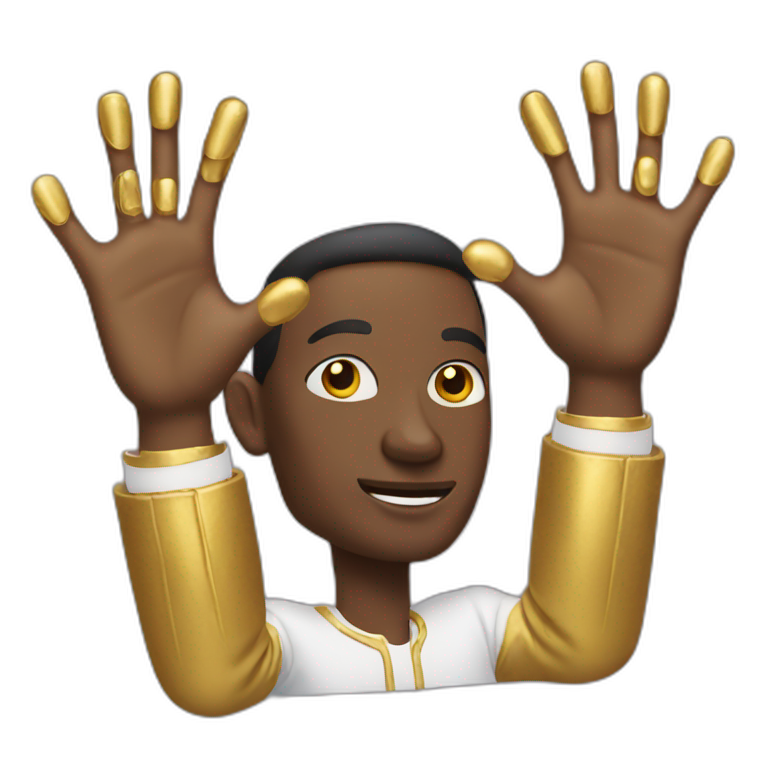man with gold hands emoji