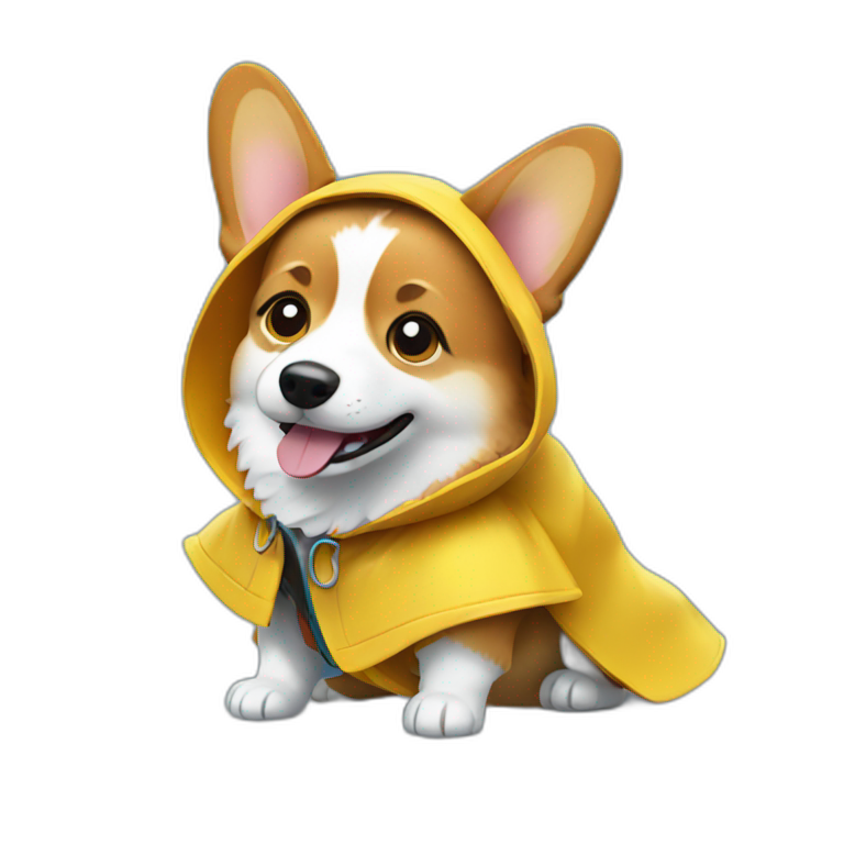 Corgi wearing a rain coat emoji