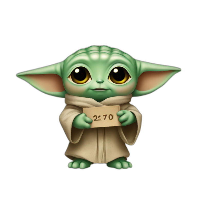 Baby Yoda holding a number 2 sign emoji
