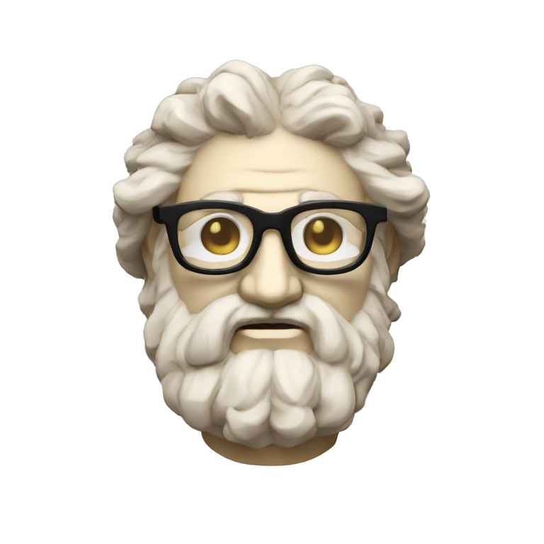 Ancient Greek King Odysseus Statue Face Only, Nerd, Glasses, Off-white, No color emoji