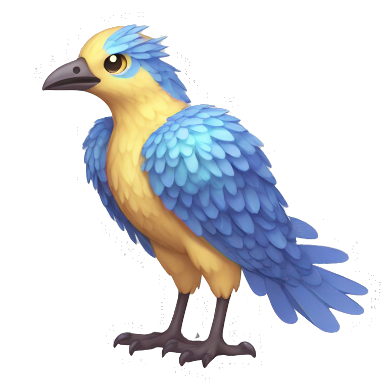 Wet Cool Cute Fantasy legendary blue bird water-type-Hydro-Phoenix-avian Fakemon full body emoji