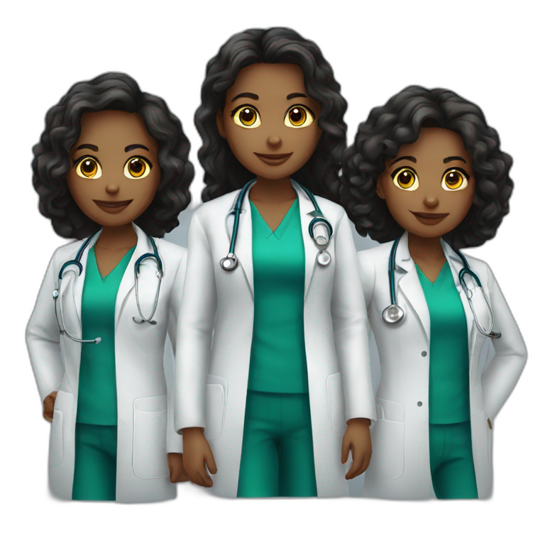 Group of nine girls doctors emoji