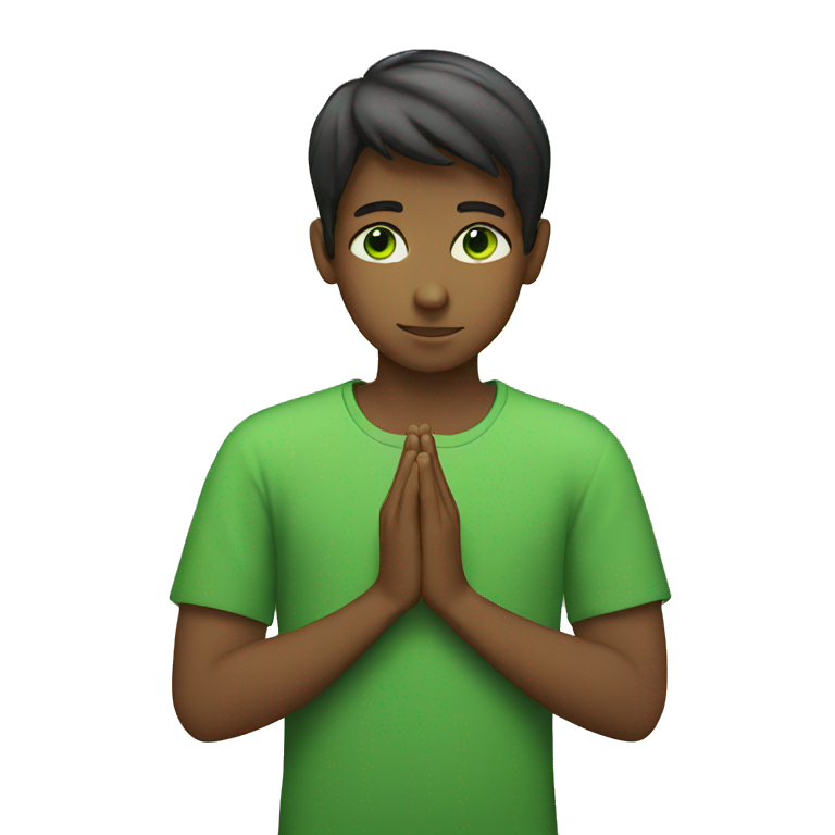 Green-eyed boy praying emoji