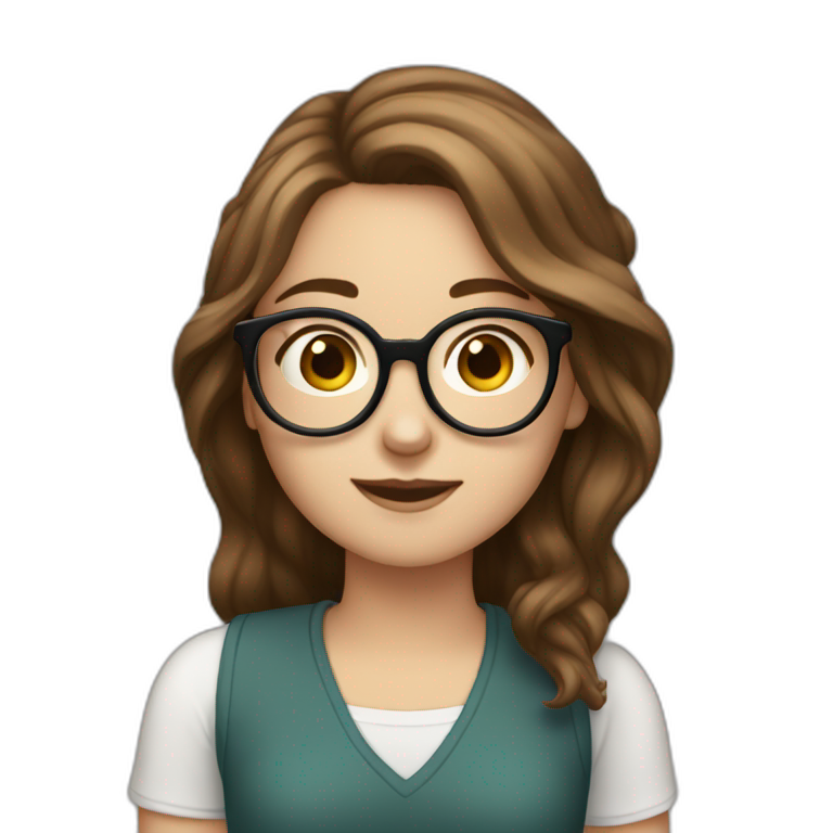 white girl brown hair wearing rounded glasses and saying ok with both hand emoji