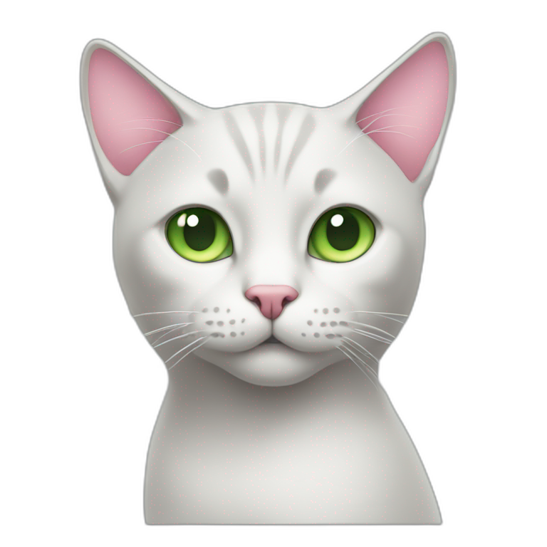 Cat-light-grey-with-green-eyes-with-pink-nose emoji