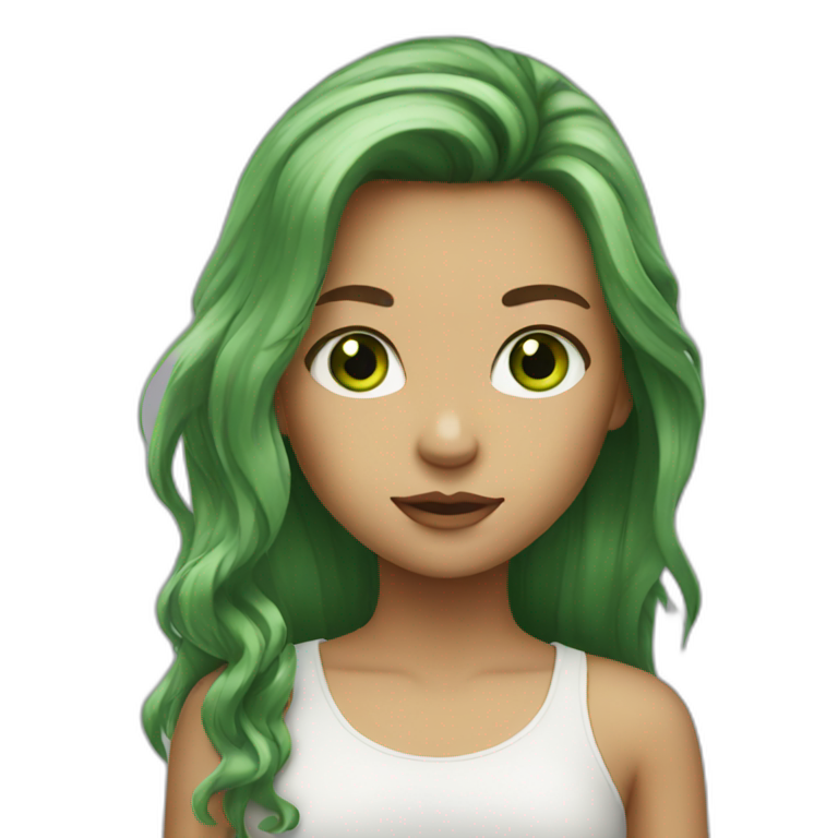 girl with green eyes and long brouwn hair emoji