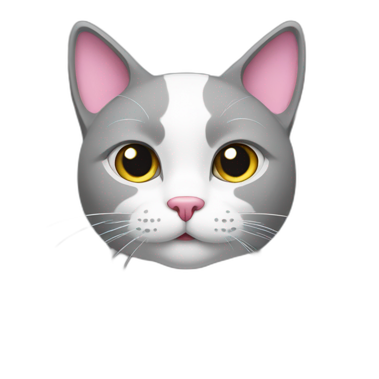 grey and white cat with pink nose emoji