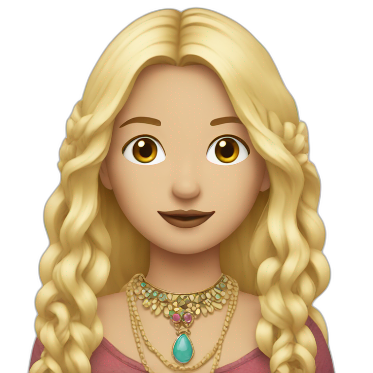 blonde boho girl with an collier emoji