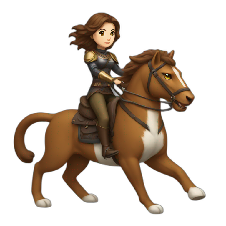 brown hair women riding Battle cat emoji