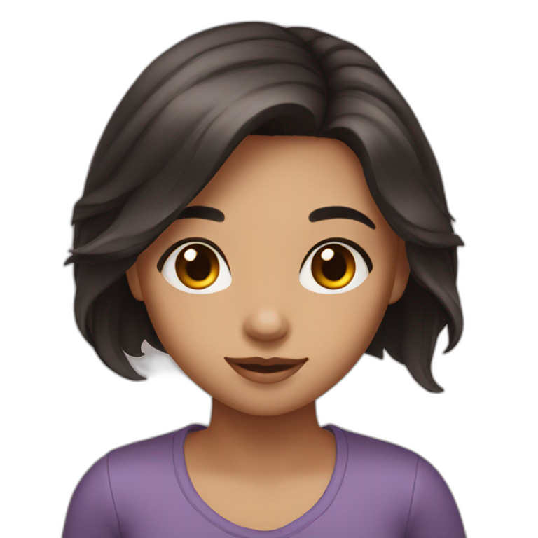 girl with dark long hair brown eyes emoji