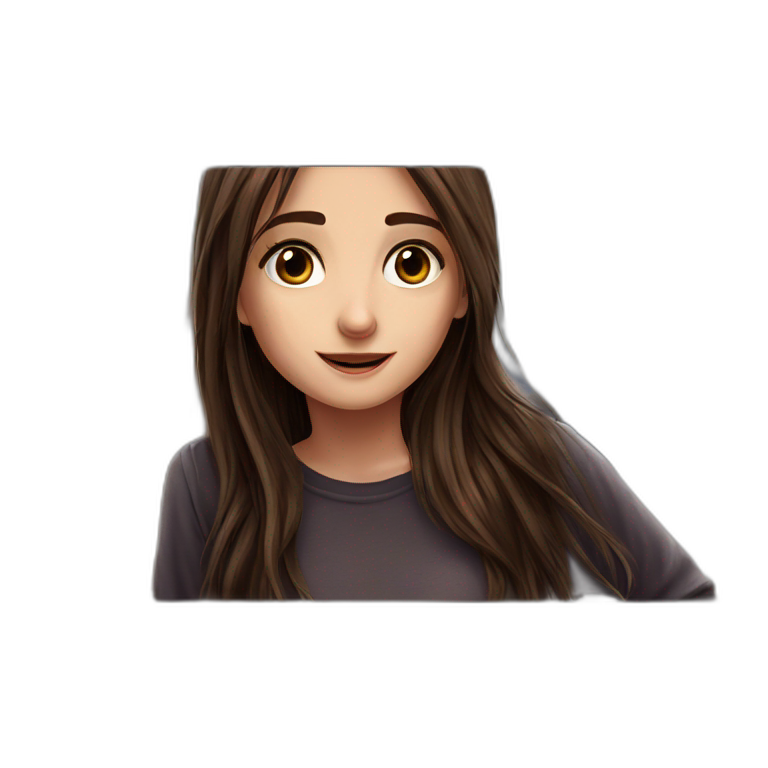 brown-eyed girl with long hair emoji