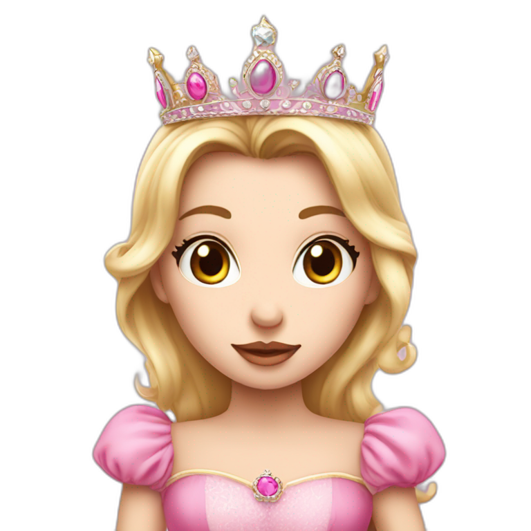 white skin princess with crown and pink princess dress sending kiss emoji