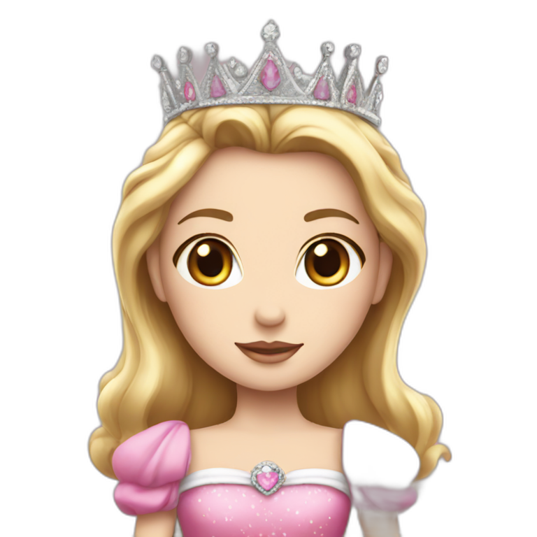 white skin princess with crown and pink princess dress emoji