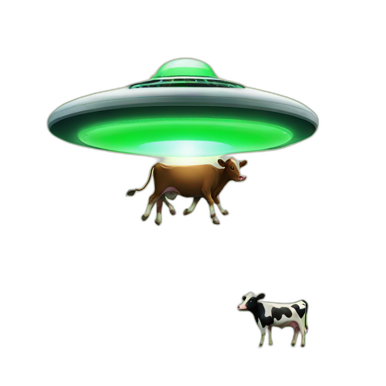 ufo abducting cow with a green ray emoji