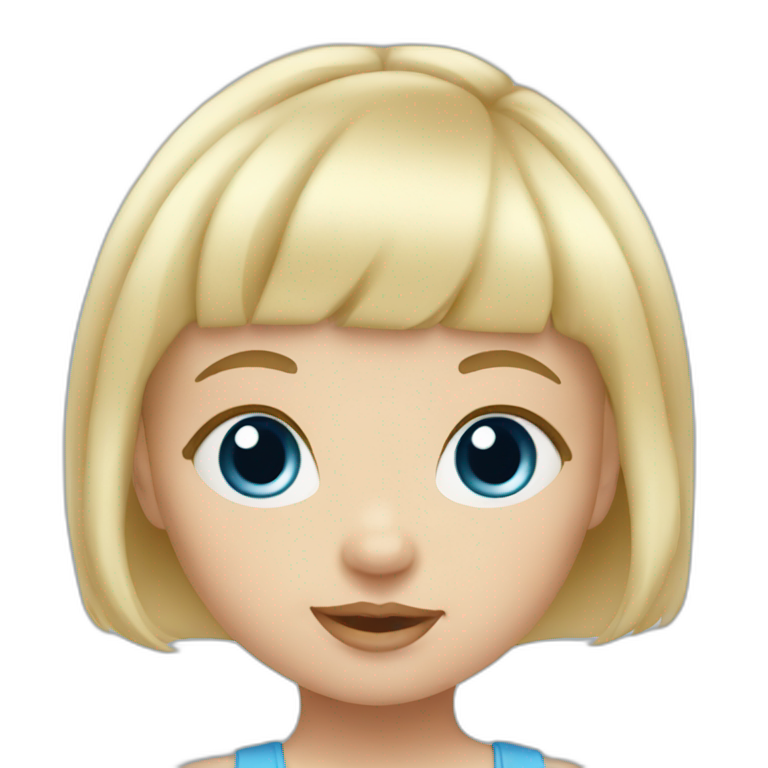 Blond baby girl with blue eyes and bangs emoji