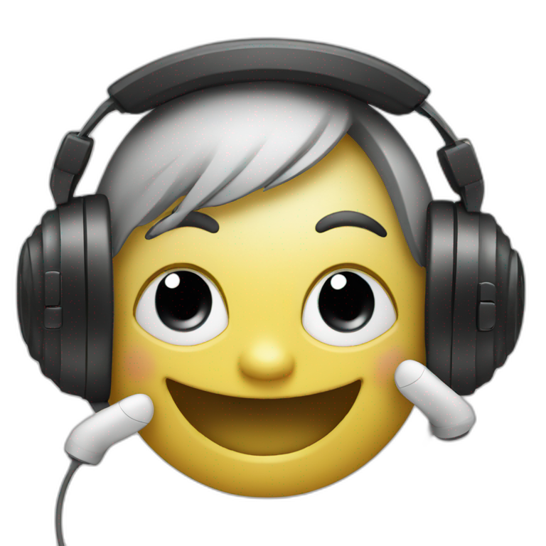 Emoji with headphones enjoys music emoji