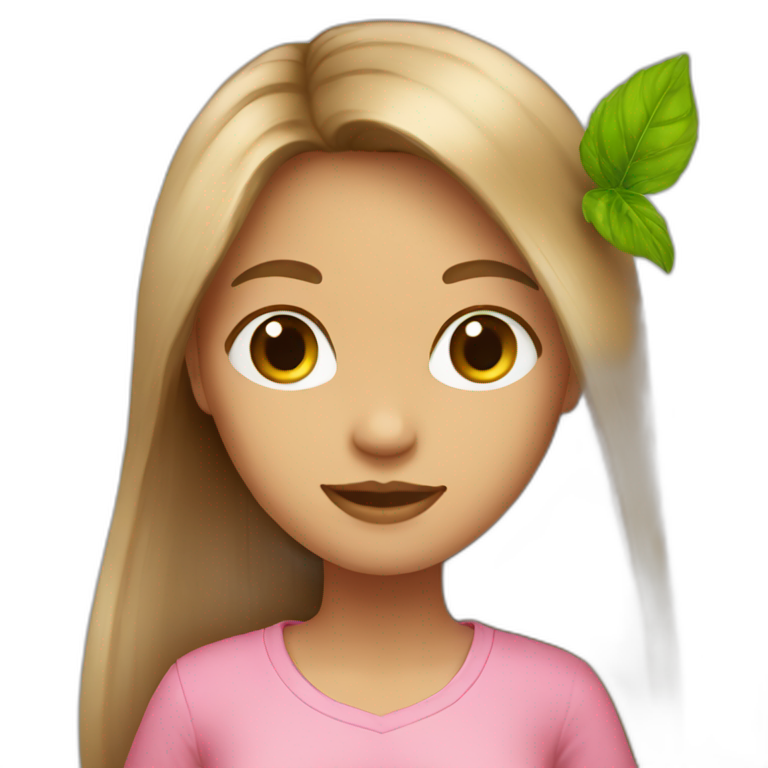 Light brown long hair girl pink shirt with mojito  emoji