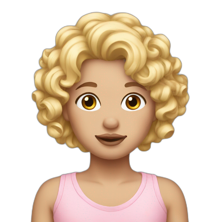 pig blond curly hair emoji
