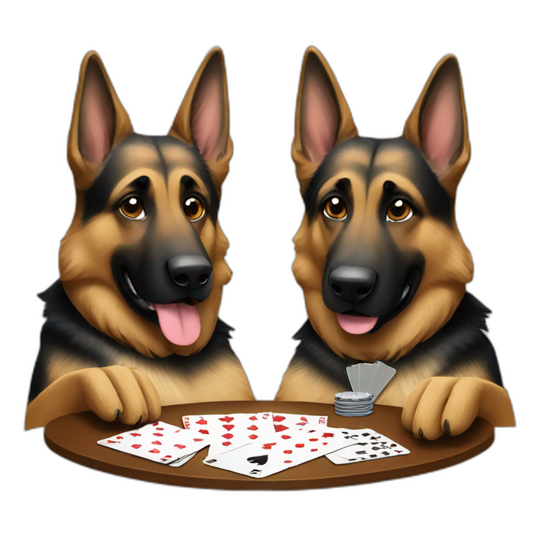 Two German shepherds playing poker emoji