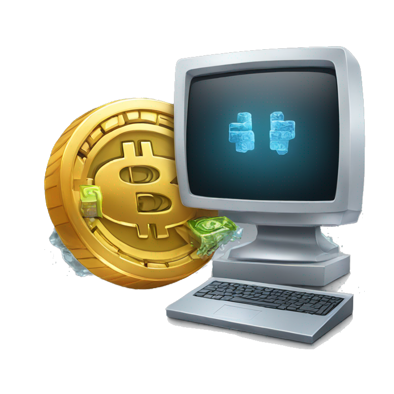 cold computer with the bitcoin on the screen emoji