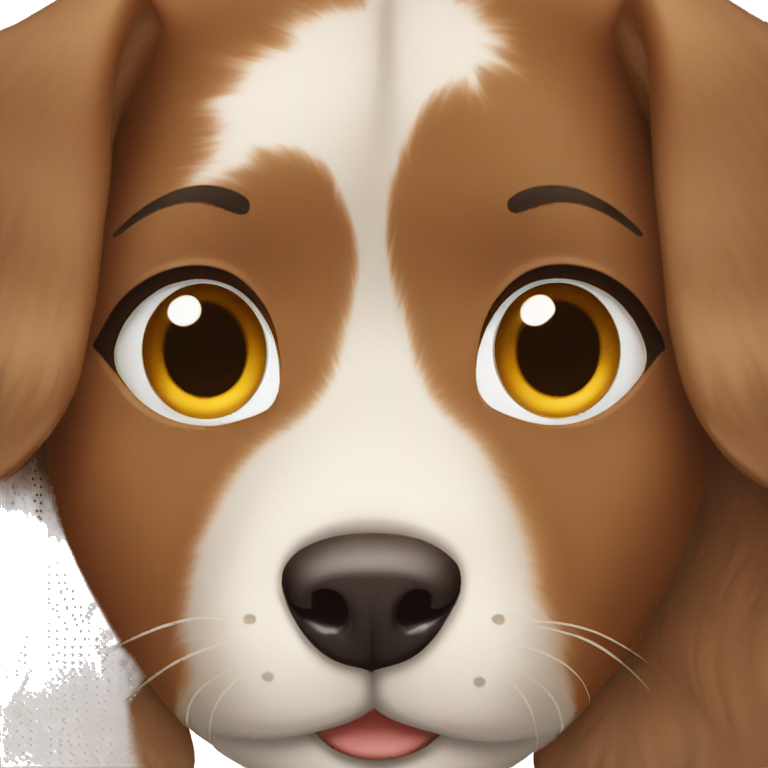 girl with brown hair and brown eyes and dog  emoji