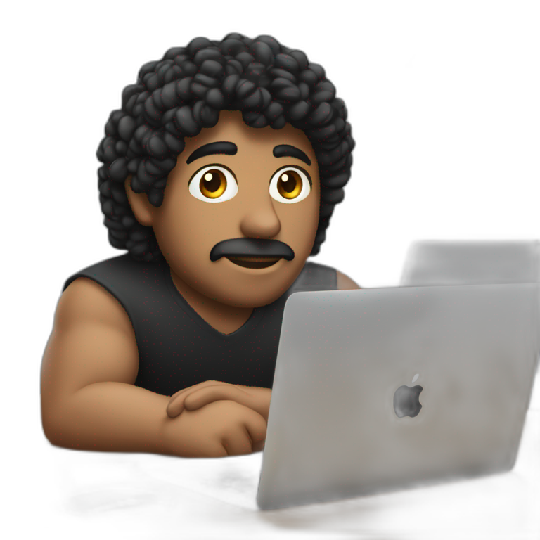 Latin Computer engineer hair black on desk with laptop Apple MacBook Pro  emoji