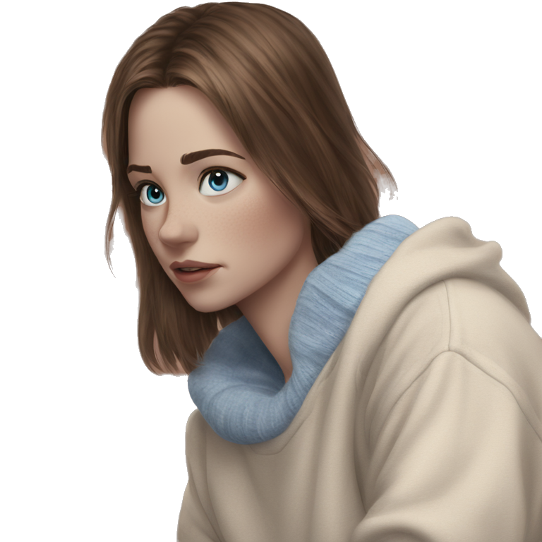 girl in blue-eyed sweater emoji