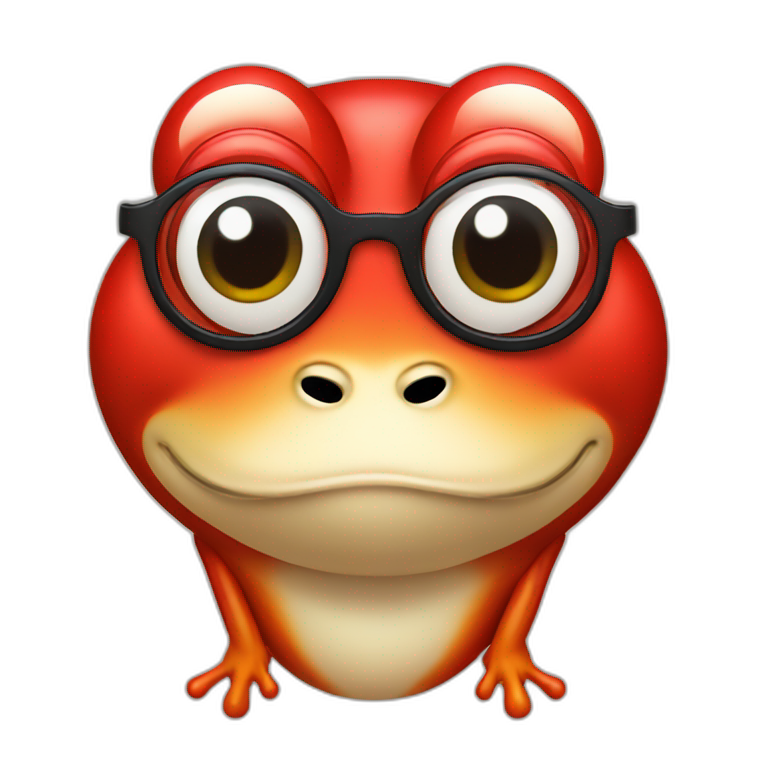 Red frog with glasses emoji