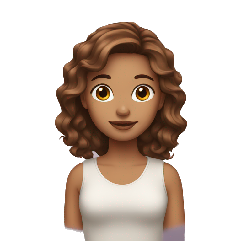 Hello girl brown hair  emoji