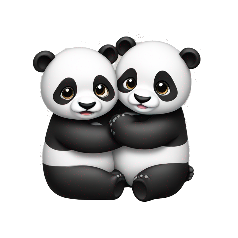 Two pandas hugging emoji