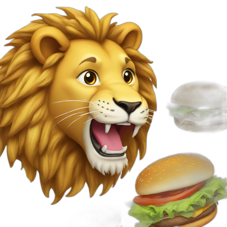 Lion qui mange un burger emoji
