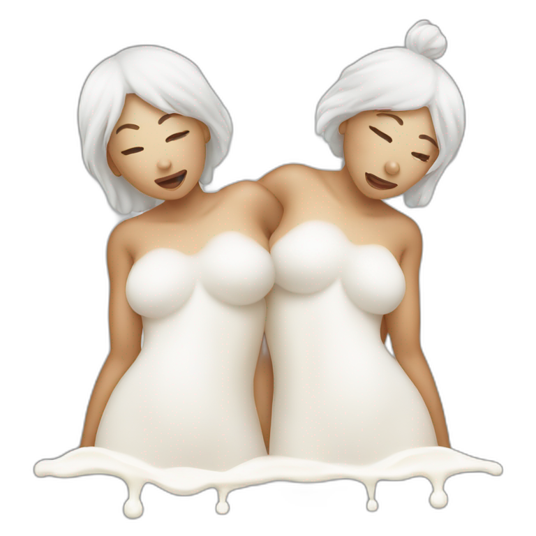 two women covered in milk emoji